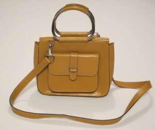 VINTAGE Gucci bag tan leather with ring handles / long strap CLASSIC 