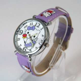   Cartoon Pattern HelloKitty Girls Quartz Watch Wrist Band Gift  