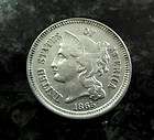 1865 High Grade 3 Cent nickel Coin   AU detail with full Liberty band