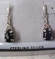 Sterling Silver Onyx Marcasite Drop Earrings Dazzeling  