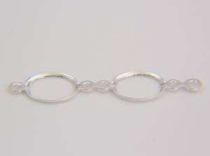 Sterling Silver 9x7 Oval 2 Ring Fold Over Bezel Drop  