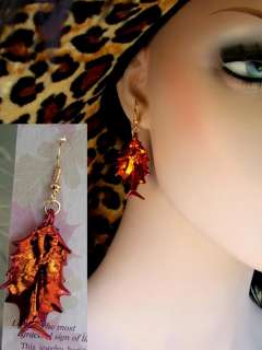 HOLLY LEAF Earrings Dipped n IRIDESCENT ROSE Gold  