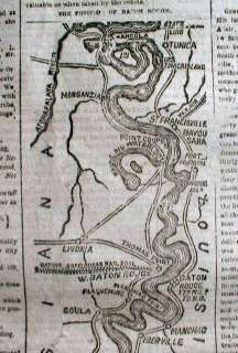   War newspaper w Large Map BATON ROUGE to NEW ORLEANS Louisiana  