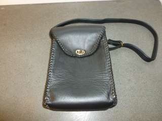 Vintage Black Leather Classic Lunch Bag Tote Purse  