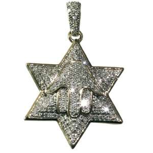 14k yellow gold diamond Star of David shape pendant  