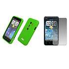 for HTC EVO 3D Green Case Skin Cover+Screen Protector