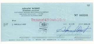 Adam West Hand Signed Autographed Bank Check  
