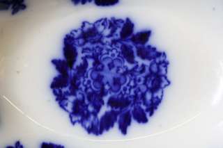 L313 ENGLISH VICTORIAN NEW WHARF POTTERY FLOW BLUE FLORAL OVAL SERVING 