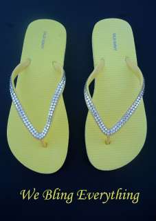 Yellow Flip Flops With Swarovski Crystals  