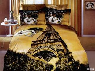 Eiffel Tower Full Queen Duvet Comforter Bed Bedding Set  