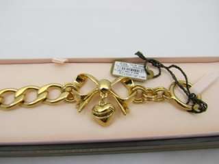 Juicy Couture Gold Bow Heart Charm Starter Bracelet YJRU4595 *NIB+GIFT 