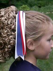 Custom Cheer Streamer Red White Blue Patriotic Hair Bow  