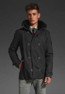 MAKIA Pea Coat in Dark Grey Melange  