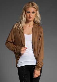 COVET Modal Wool Jersey Hooded Cardigan in Camel Mix at Revolve 