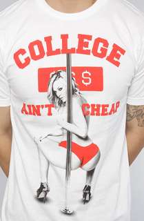 Two In The Shirt) The College Aint Cheap Tee in White 