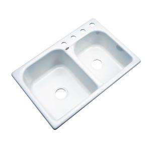 Thermocast Cambridge Drop In Acrylic 33x22x10.5 4 Hole Double Bowl 