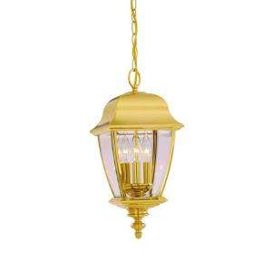 Hampton Bay Hanging Outdoor Polished Brass PVD Lantern DISCONTINUED 