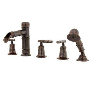 Pegasus Bamboo Roman Tub Set with Hand Shower in Heritage Bronze 879 