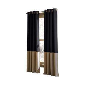 Curtainworks Kendall Black Color Block Grommet Curtain 1Q803706BK at 