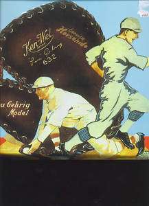 Lou Gehrig Tin Ad Sign of Ken Wel Model Glove(REPRO)  