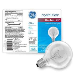 Crystal Clear Double Life 60 Watt G25 Globe Incandescent Light Bulb (2 