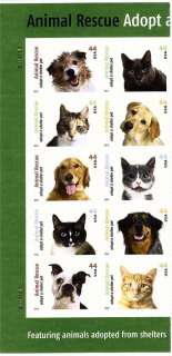   Cent Animal Rescue Adopt a Shelter Pet Self Adhesive Block MNH  
