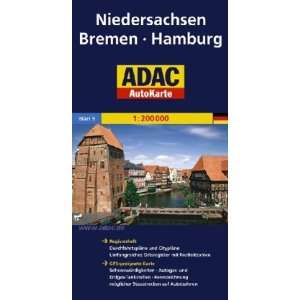 ADAC AutoKarte Deutschland, Niedersachsen, Bremen, Hamburg 1200.000 