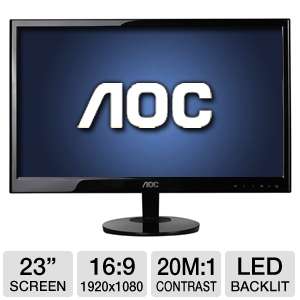AOC e2351F 23 Class Widescreen LED Backlit Monitor   1920 x 1080, 169 