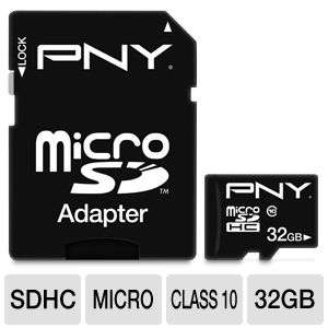 PNY P SDU32G10 EFS2 Hi Speed MicroSDHC Flash Card   32GB, Class 10 at 