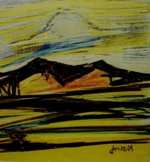 Ivan Jordell 1901 1961, expressive Landschaft, Wachskreide, um 1950 