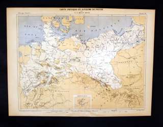1880   Preußen Polen Schleswig Karte Lithographie  