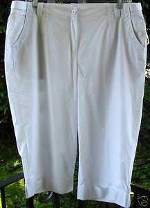 Talbots White Stretch Cotton Crop Capri Pants PLUS NTW  