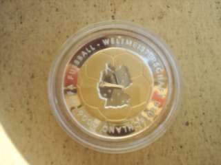 Vergoldete 10 Euro Gedenkprägung der BRD Fußball WM 2006 in Essen 