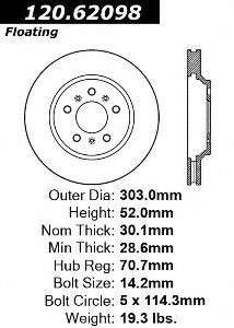 Centric Parts 121.62098 Front Disc Brake Rotor  