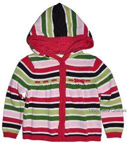   Pups and Kisses Pink Green Red Stripe Hoodie Sweater NWT 3T  