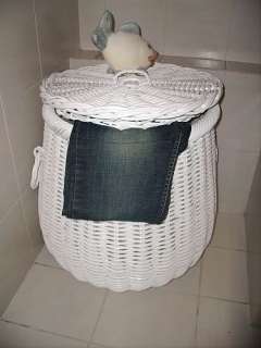 Wäschekorb aus Rattan neu mit Futter Farbe weiß  
