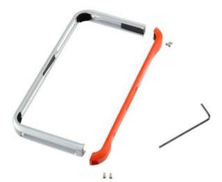 iPhone 4 Metall Alu Aluminium Bumper Rahmen + Folie   Silber/Orange 