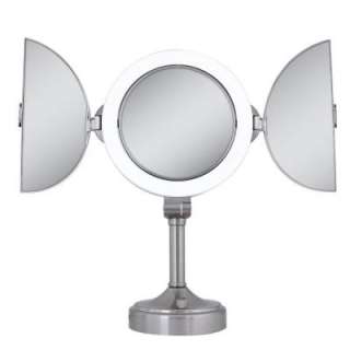 Zadro Surround Light 10X/1X Tri Fold Vanity Mirror in Satin Nickel 