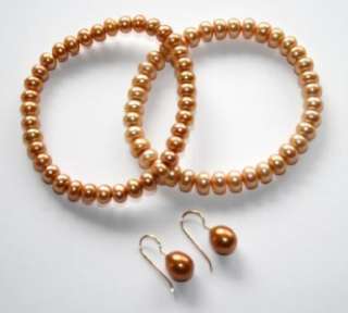 D9 HONORA Gold FWC Pearl 2 Bracelets 14K Earrings NWOT  