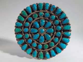 Vintage ZUNI Silver & Turquoise Needlepoint Brooch Pin  