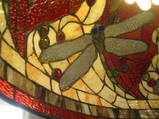 64 Tall Red Beige Art Glass Dragon Fly Floor Lamp Original Artisan 22 