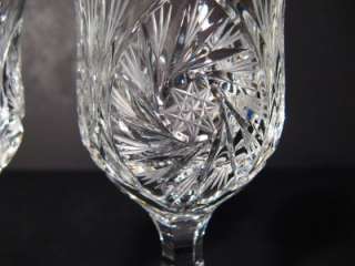 AMERICAN CUT CRYSTAL ELEANOR Pair (2) Wine Glasses  