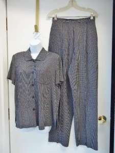 Pc Black/White Blouse Pant Set Outfit ~ TALBOTS ~ Size 8  