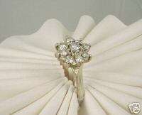 Platinum 1.0Ctw Diamond Cluster Ring Art Deco  