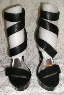   LEATHER IRIS GLADIATOR STYLE PLATFORM CUT OUT WEDGES SIZE 7  