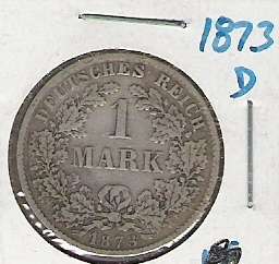 GERMAN 1873 D SILVER MARK KM 7 NICE COIN  