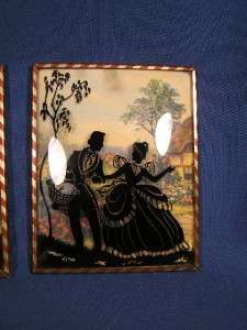 Vintage SILHOUETTE Pictures w Convex Glass  