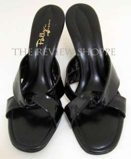 Polly of California Patent Leather Slide Sandal Heels Black 9.5/10 