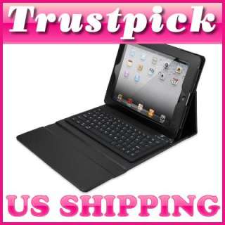 Black iPad 2 Wireless Bluetooth Keyboard Leather Case  