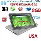 10 GOOGLE ANDROID 2.2 TABLET WIFI 512MB 8GB FLASH 10.1